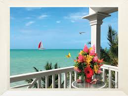 FRAMED Tropical Balcony by Alan Giana 12x16 Coastal Ocean Petreat Art Print  | eBay