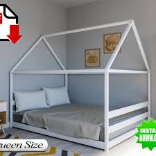 Queen Size House Bed Frame Floor Bed