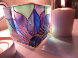 painted glass candle holders