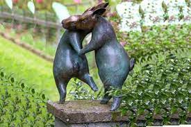 Rabbit Dancing Sculpture Garden Decor