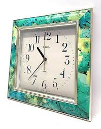 Bulova Square Flower Frame Wall Clock