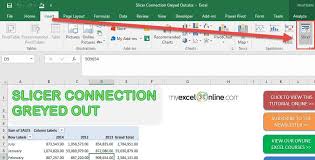 Slicer Connection Option Greyed Out For Excel Pivot Table