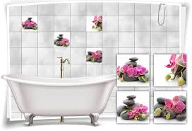 110 super originelle badezimmer ideen! Fliesen Aufkleber Spa Wellness Orchideen Bluten Steine Blatter Pink Grau Bad Wc Deko Medianlux Shop