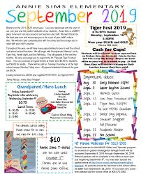 September 2019 Newsletter Annie Sims Elementary School