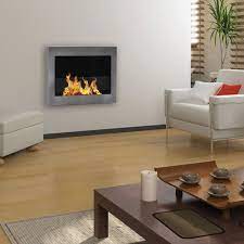 Soho Wall Mount Fireplace In Stainless