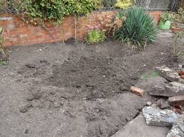 Place the stake into the soil so that it is right next to the top of the edging, and the pointed tip is going towards the v shape at the bottom. Removing Concrete In The Garden Kezzabeth Diy Renovation Blog