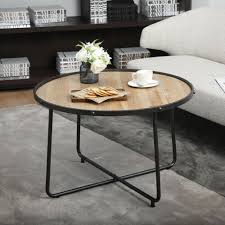 Wood Round Coffee Table Industrial