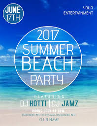 Summer Beach Party Poster Flyer Design Blue Summer Beach