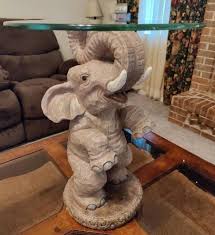 Elephant Sculpture Side End Table Round