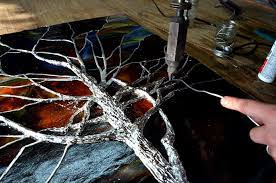 Stained Glass Sunset Tree Sculpted