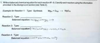 Write A Balanced Chemical Equation For