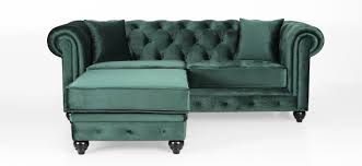 3 seater l shape sofa velvet green