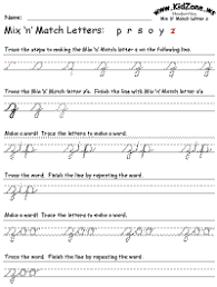Practice your cursive letter writing skills with our free printable alphabet charts for kids. Kidzone Cursive Writing Worksheets