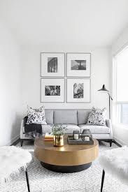 Gray Sofa With Round Black And Gold