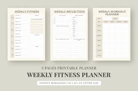 a4 a5 weekly fitness printable planner
