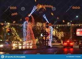 Christmas Illumination In Bucharest Romana Square Editorial