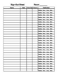Sign Out Sheet Or Restroom Log Sign Out Sheet Classroom