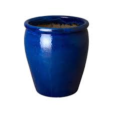 Round Blue Ceramic Planter Pg