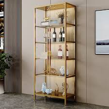 Prisma Gold Glass Curio Cabinet Home Bars