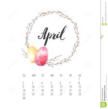Watercolor Calendar Template For April 2017 Year Stock Illustration