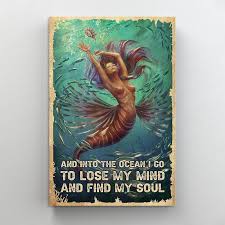 Trinx Mermaid Vintage - Wrapped Canvas Graphic Art | Wayfair