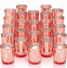 Rose Gold Candle Holders Mercury Glass