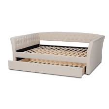 beige upholstered daybed with trundle