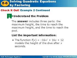 solving quadratic equations real world