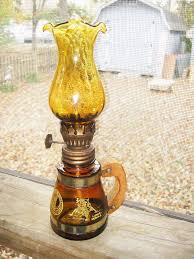 Souvenir Oil Lamp Amber Glass Chimney