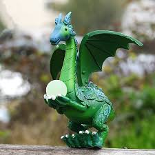 Garden Dragon Statues With Solar Pearl