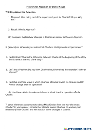 Algernon, a mouse, is provided the very same procedure. Flowers For Algernon By Daniel Keyes Interactive Worksheet