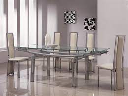 extending glass chrome dining table