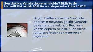 Son dakika: Van'da deprem mi oldu? Bitlis'te de hissedildi! 6 Aralık 2021  En son depremler listesi - YouTube