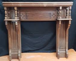 Antique Solid Walnut Carved Fireplace