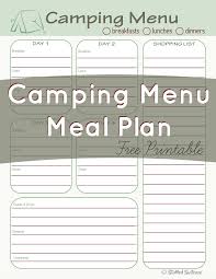 Camping Menu Meal Planning Printable Camping Camping Menu