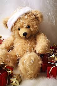 a white christmas teddy bear background