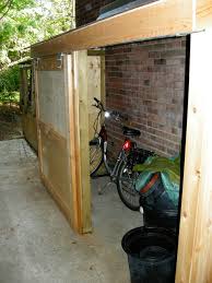 small storage shed with sliding door