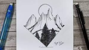 Paysage Montagneux au crayon de papier | Simple dessin | Tutoriel de dessin  - YouTube