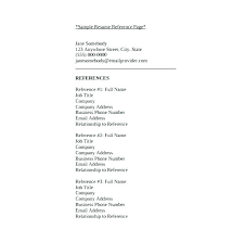 Resume References Example Reference For Resume Format Reference For