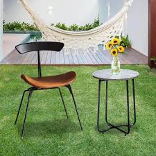 steel frame marble round side table