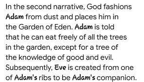 the story of adam and eve brainly in