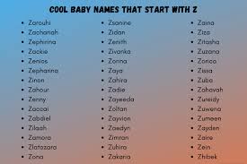 cool baby names that start with z