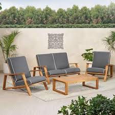 Wood Patio Conversation Seating Set