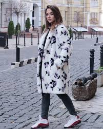 Fl Faux Fur Coat Plus Size White