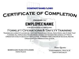 Forklift Operator Certificate Template Equipment Operator