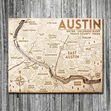 Austin Texas Wood Map 3d Topographic Wood Chart