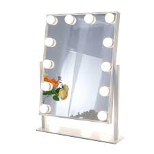 Boyel Living 14 In W X 19 In H Framed Rectangular Led Light Bathroom Vanity Mirror In White Xd 4030 White The Home Depot