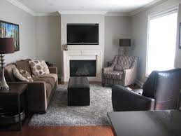 grey walls and brown furniture