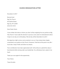 church resignation letter sles