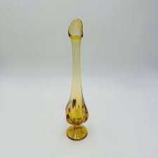 Viking Art Glass Vase Petal Amber Swung